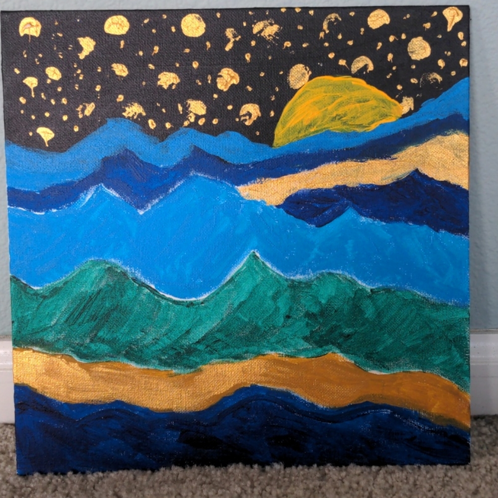 'a starry night amongst the water' painting